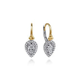 14K Two Tone Teardrop Earrings .75CTW